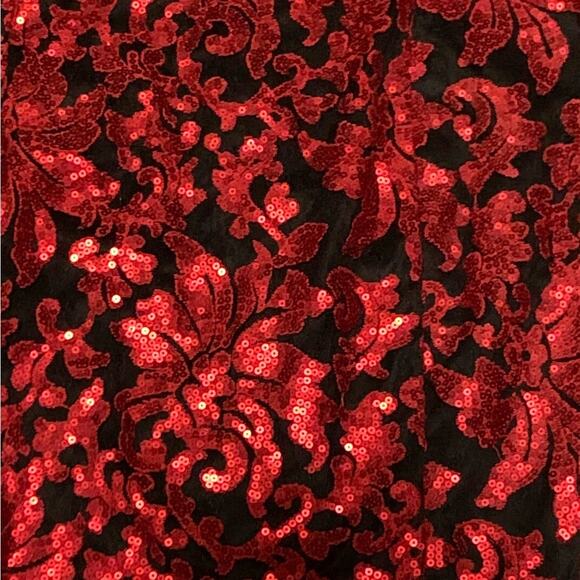 Tadashi Shoji Dress Sleeveless Sequined Black Red Size 4 - Picture 3 of 6